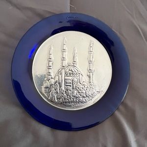 Paşabahçe Turkish Cobalt and Silver Hanging plate